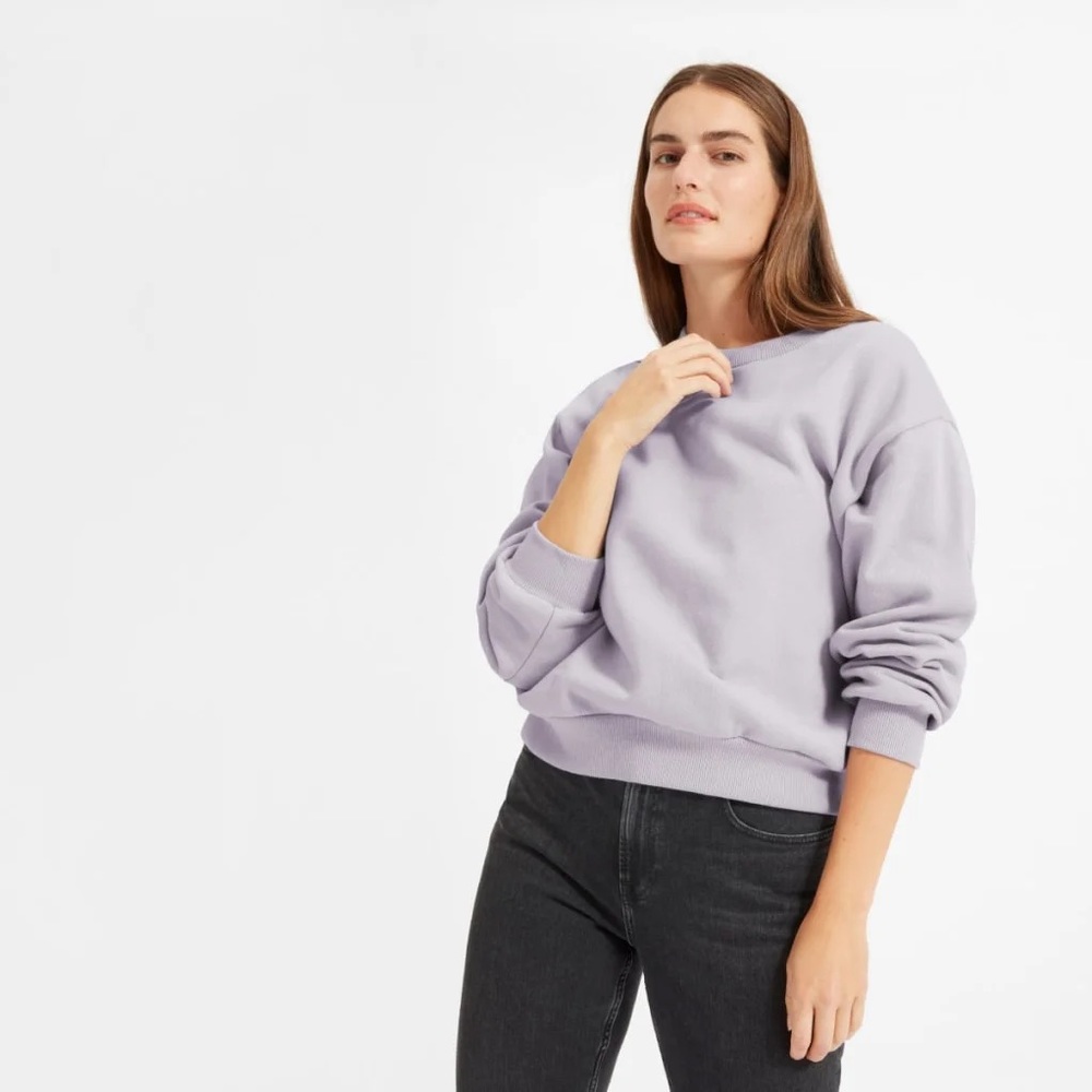 Everlane Oversized Fleece Crew In Lavender XS